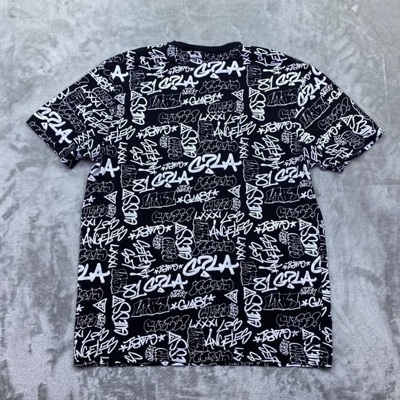 GUESS Los Angeles Graffiti Print T Shirt Black Red Mens Size Medium Grunge - Picture 5 of 6